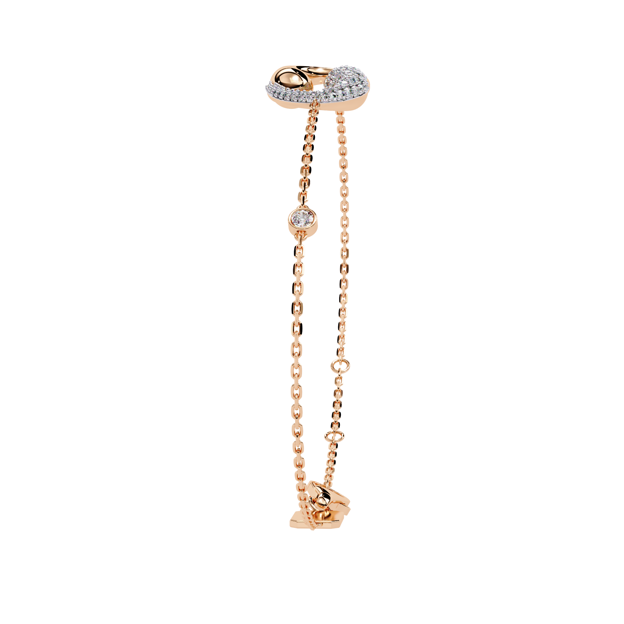 Solitairekart 0.29ct Celestial Crescent Natural Diamond Bracelet-HI Color, VS-SI Clarity